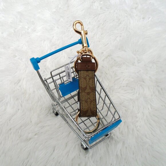 Coach Trigger Snap Bag Charm Khaki Gold Women Keychain Brown - Picture 5 of 10